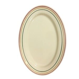 IROQUOIS CHINA Oval Pendleton Pattern Small Platter Colored Stripes NY J-3
